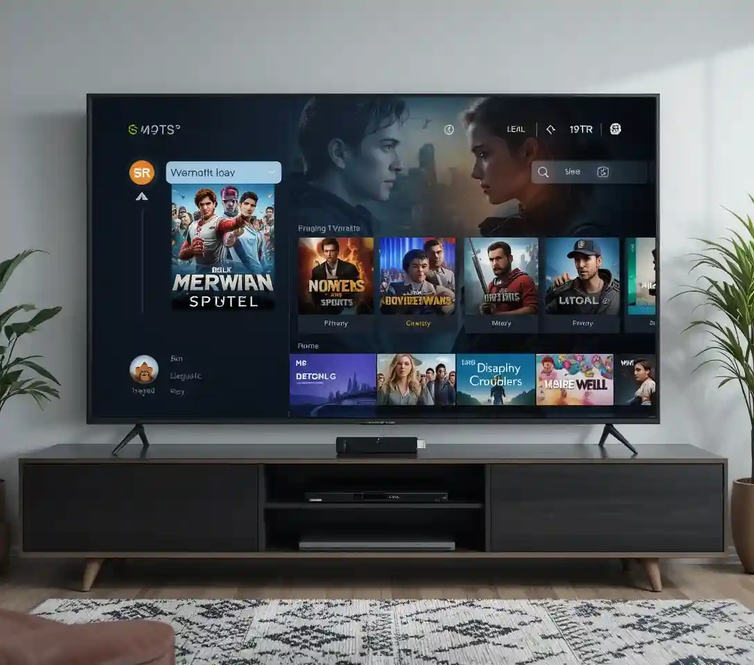 Home entertainment setup showing Ethernet-connected streaming device